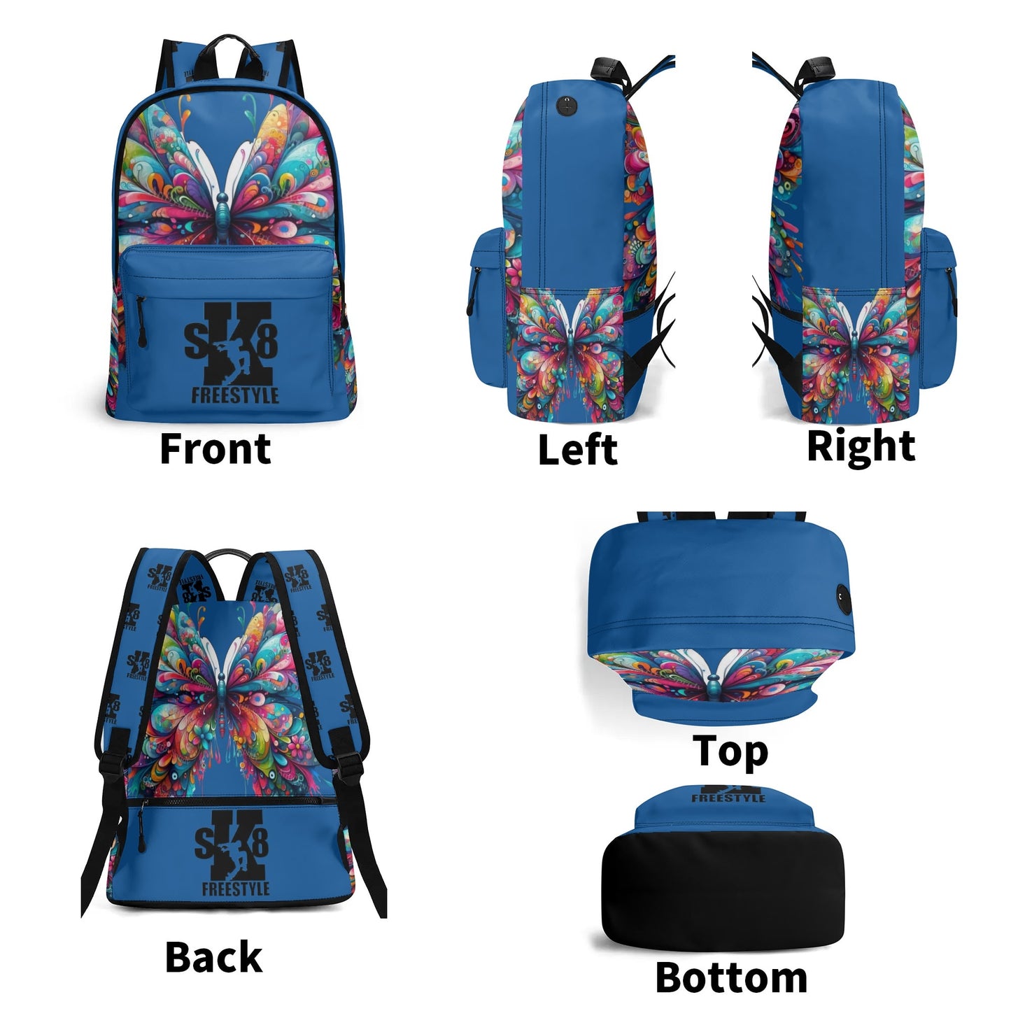 Sk8 Freestyle 17 Inch Twill (PU) Leather School Backpack/blu