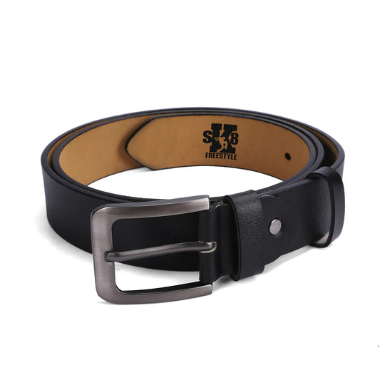 Sk8 Freestyle Black Engraved Leather Belt