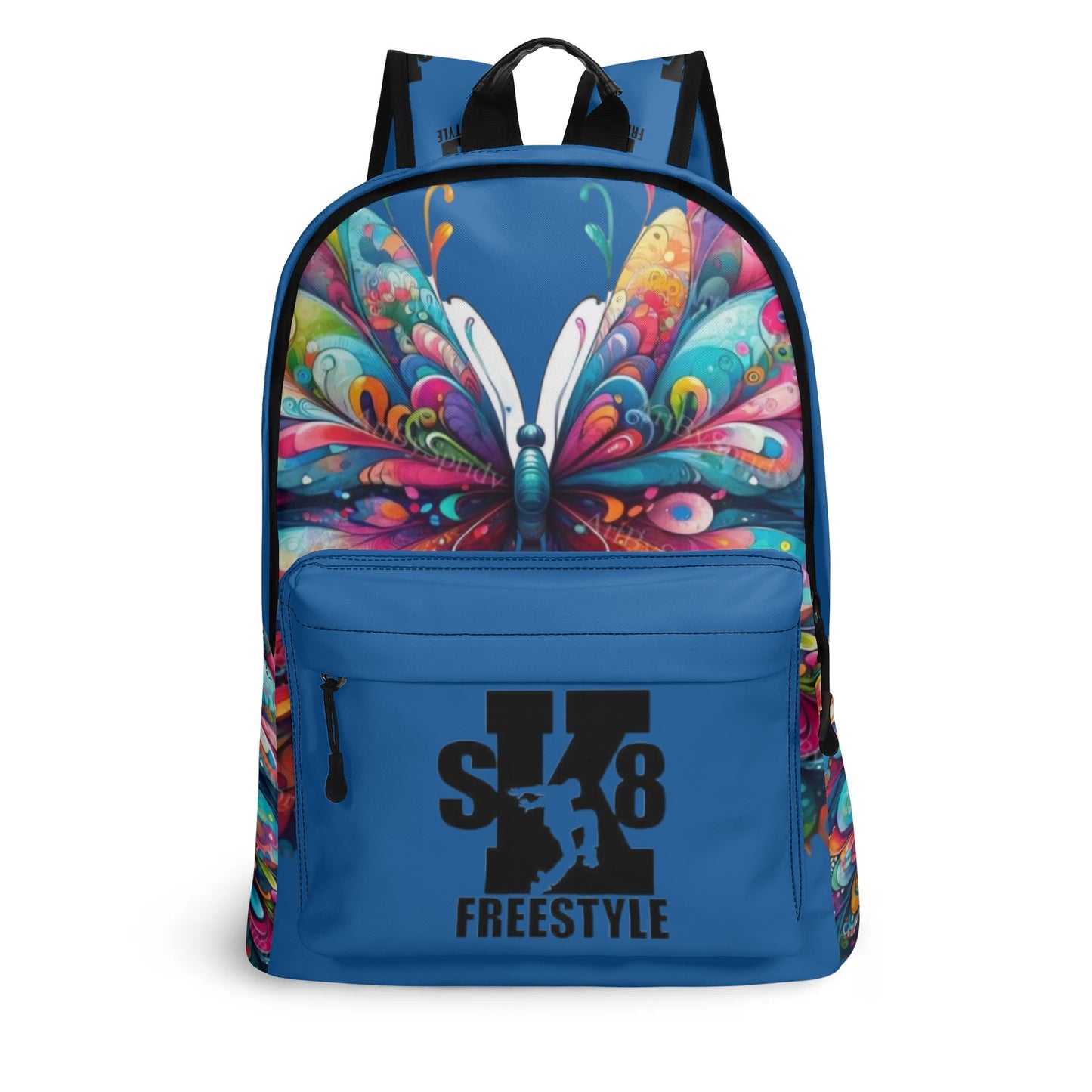 Sk8 Freestyle 17 Inch Twill (PU) Leather School Backpack/blu