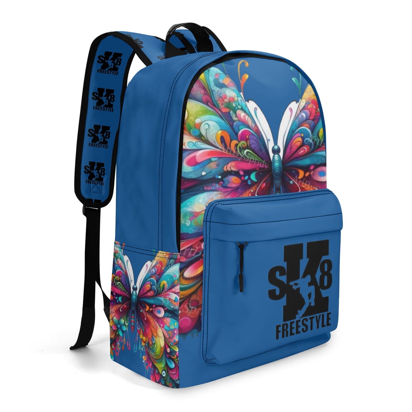 Sk8 Freestyle 17 Inch Twill (PU) Leather School Backpack/blu