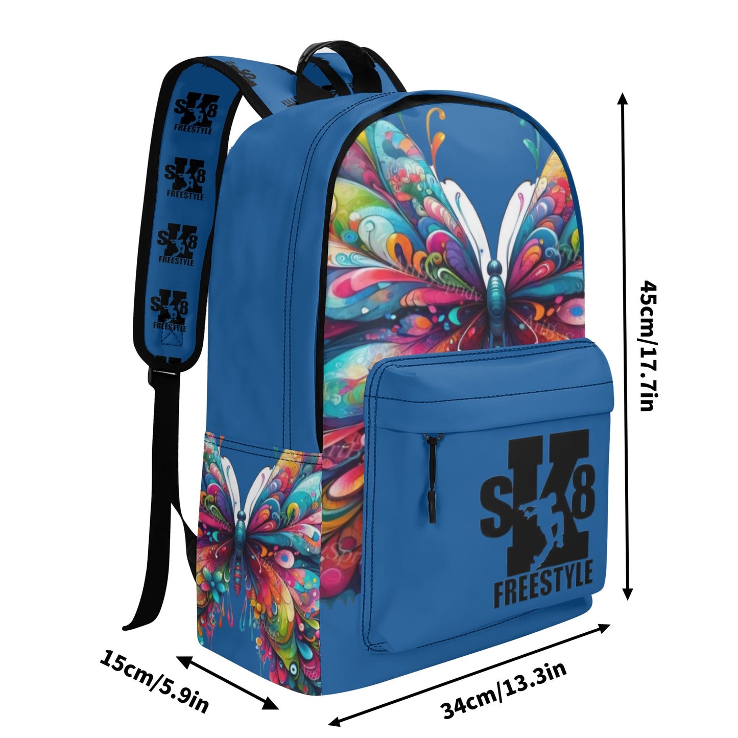 Sk8 Freestyle 17 Inch Twill (PU) Leather School Backpack/blu