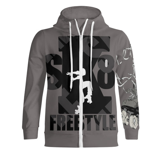 Sk8 Freestyle Adult Full Zip Turtleneck Hoodie/gry